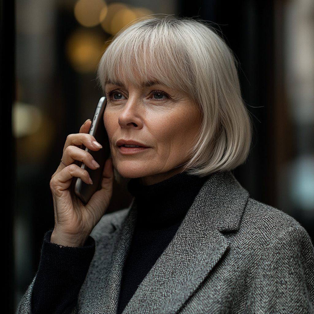 Une femme d'âge mûr qui parle au téléphone | Source : Midjourney