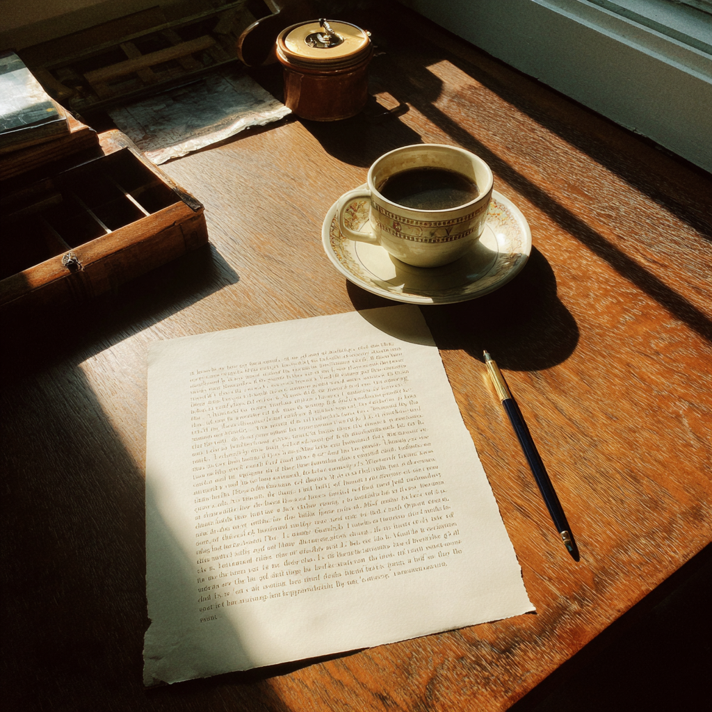 Une feuille de papier sur une table | Source : Midjourney