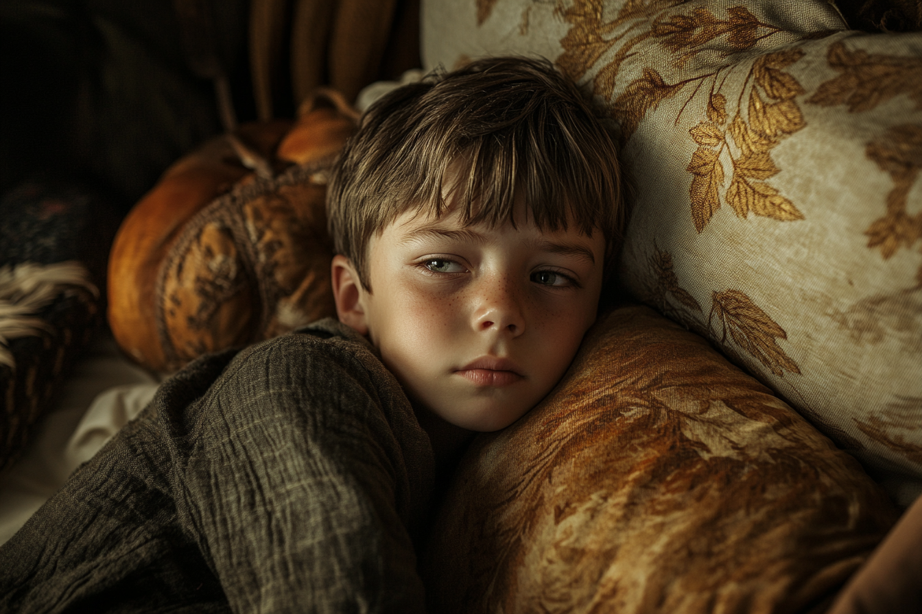 Un enfant dans son lit qui a l'air triste | Source : Midjourney