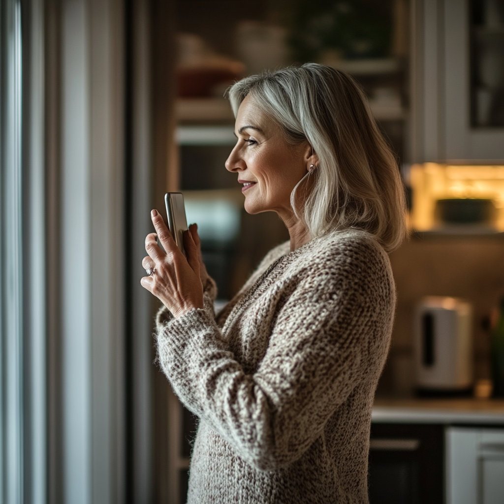 Une femme d'âge moyen qui parle sur son téléphone | Source : Midjourney