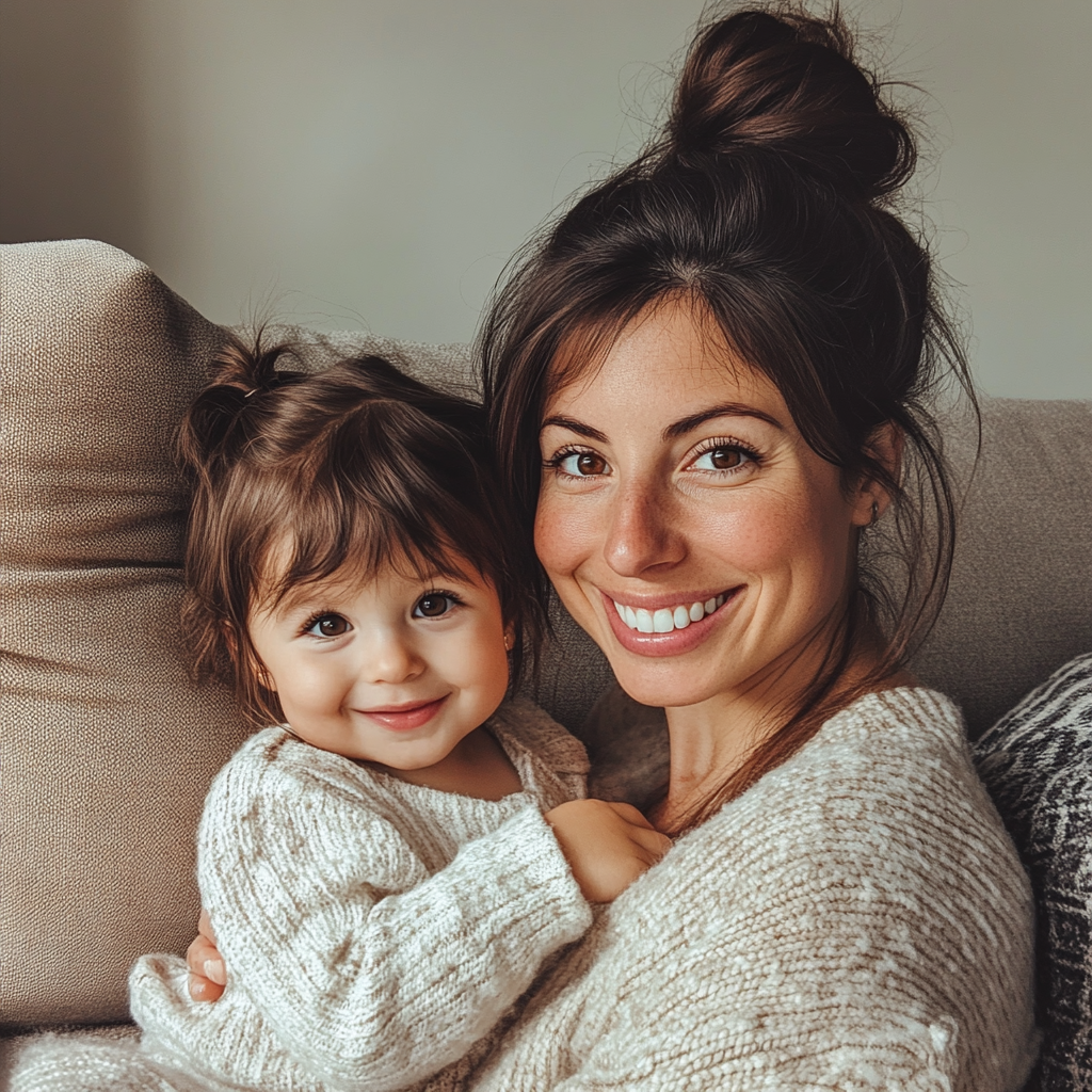 Une mère et sa fille souriantes | Source : Midjourney