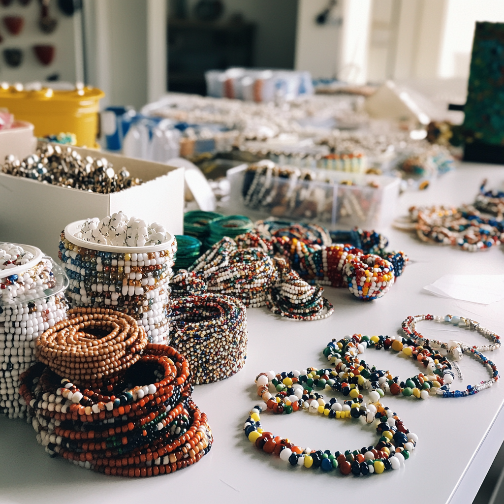 Bijoux en perles sur une table | Source : Midjourney