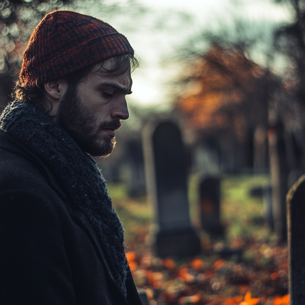 Un homme dans un cimetière | Source : Midjourney