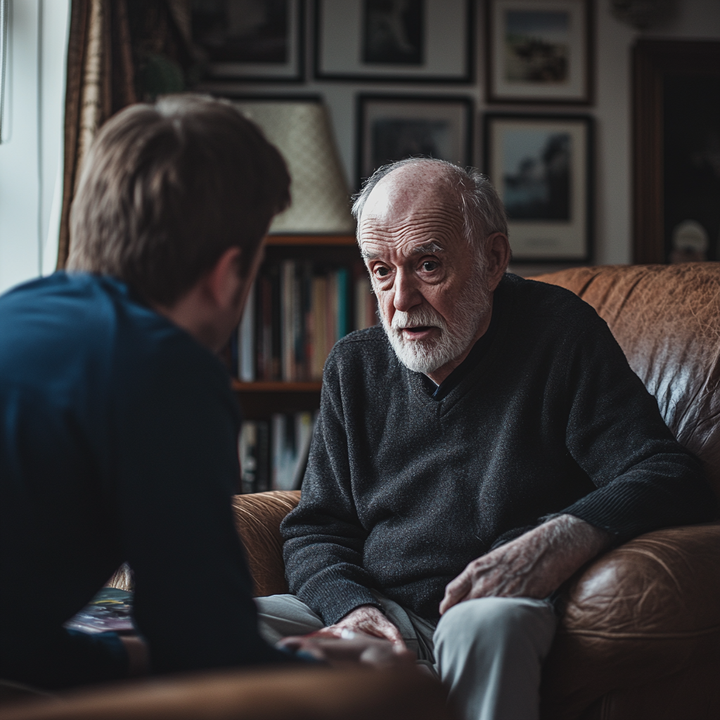 Un homme qui parle à son fils | Source : Midjourney