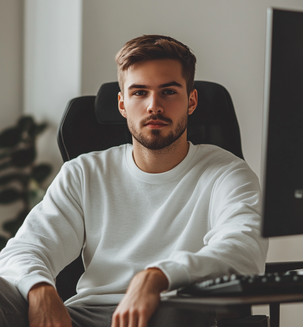 Un homme assis à son bureau | Source : Midjourney