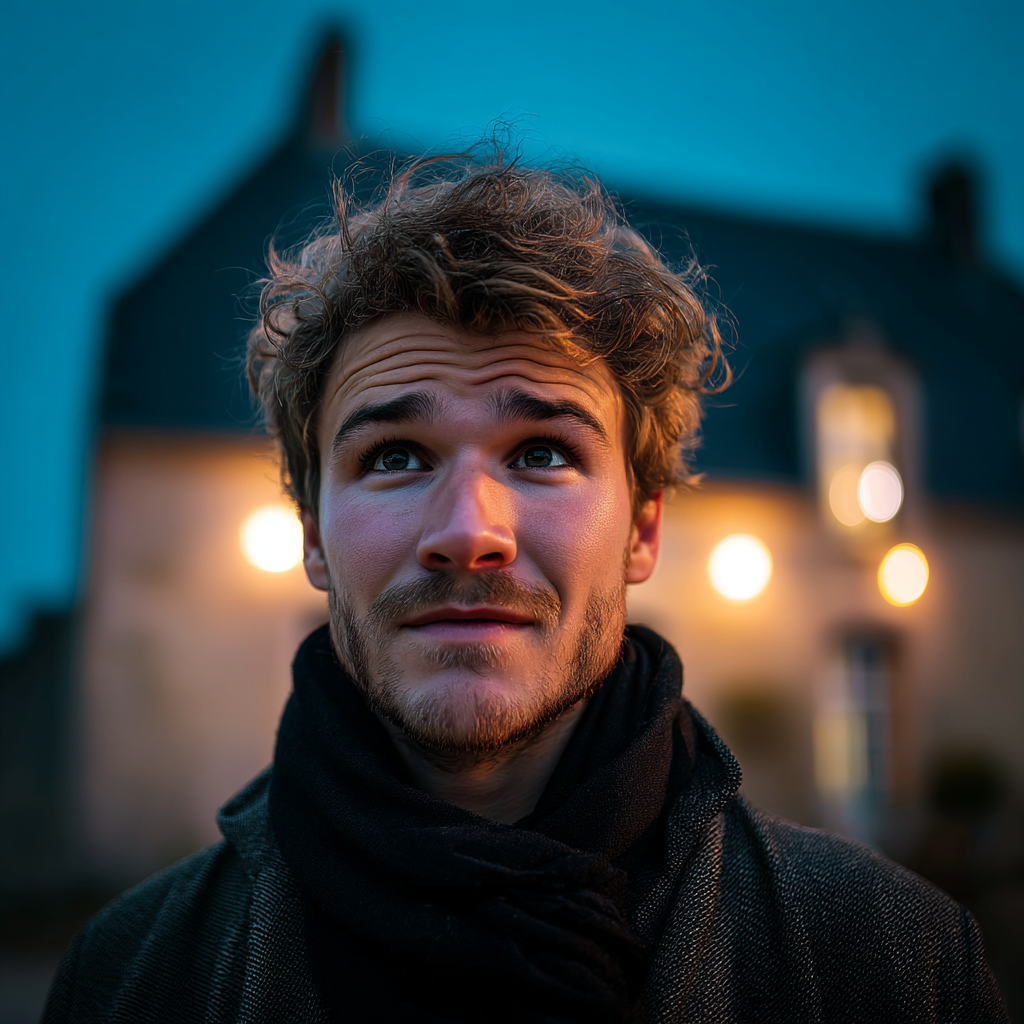 Un homme se tenant à l'extérieur d'une maison dans le froid | Source : Midjourney