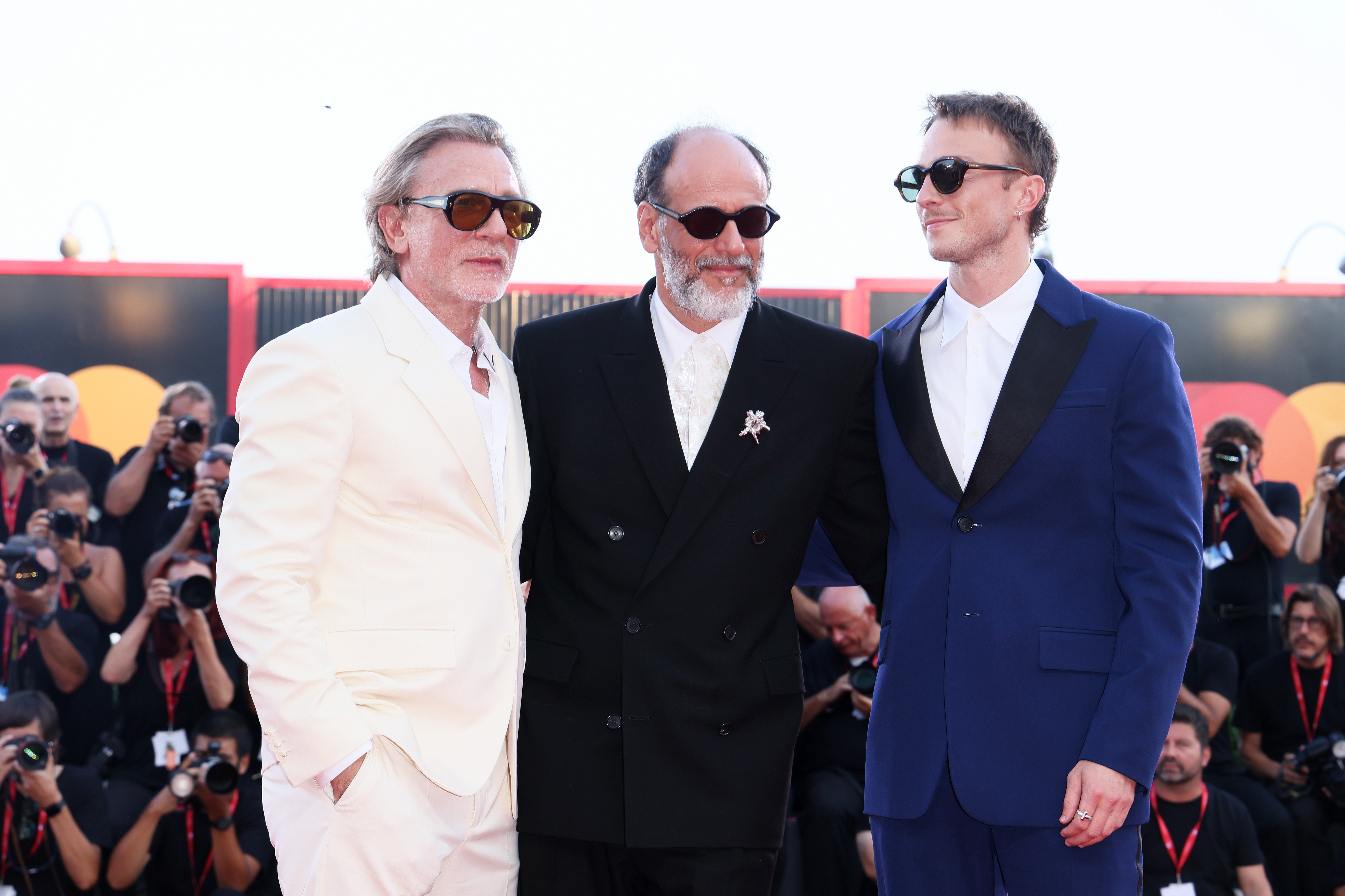 Daniel Craig, Luca Guadagnino et Drew Starkey le 03 septembre 2024 à Venise, en Italie | Source : Getty Images