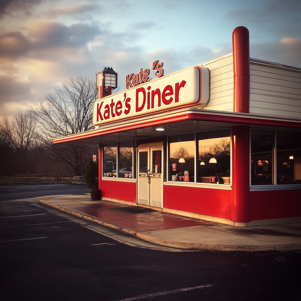 Un restaurant rouge et blanc | Source : Midjourney