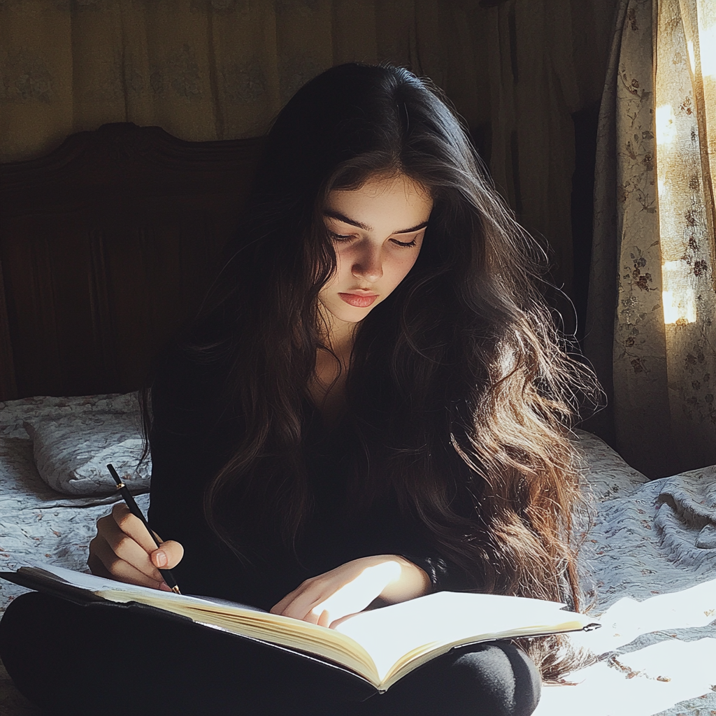 Une adolescente qui fait ses devoirs | Source : Midjourney