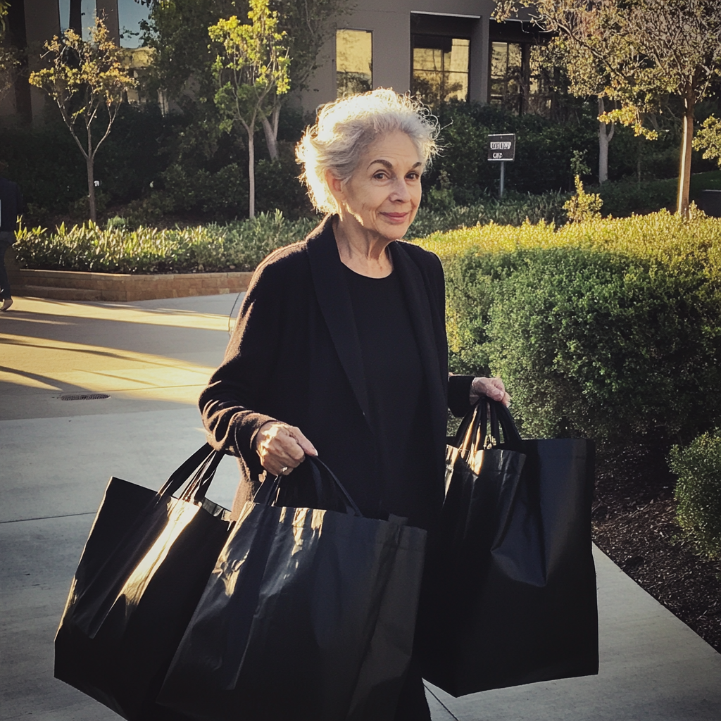 Une femme âgée tenant des sacs de courses | Source : Midjourney