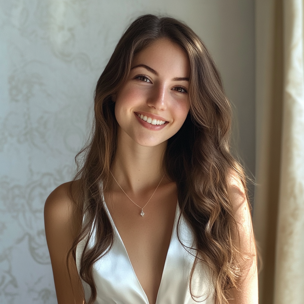 Gros plan sur une femme souriante | Source : Midjourney