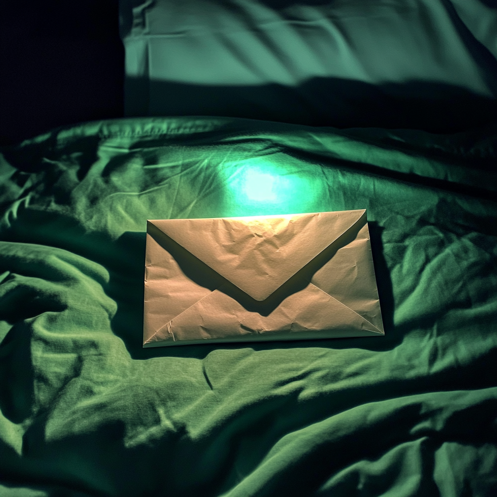 Une enveloppe sur un lit | Source : Midjourney