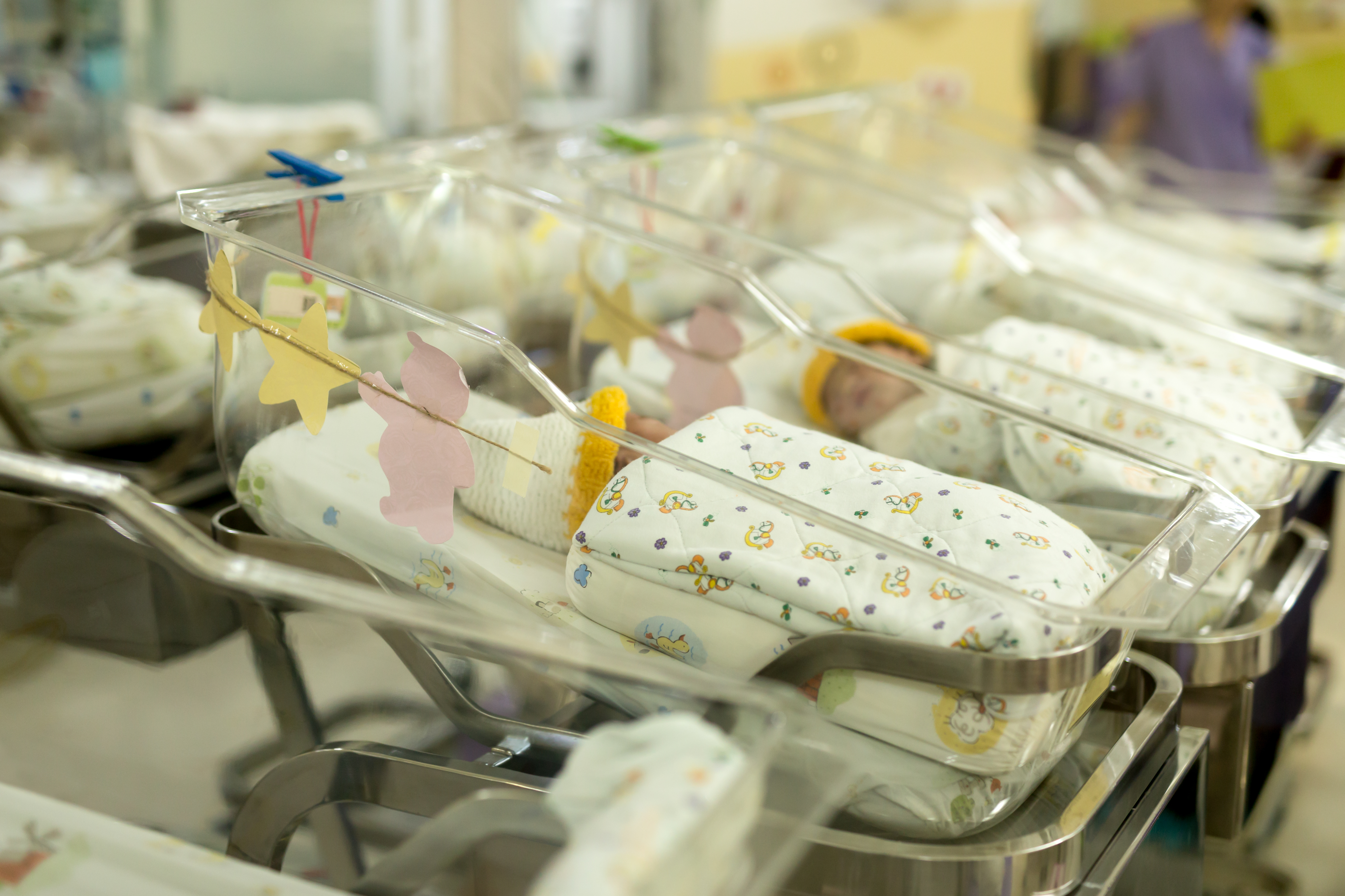 Des nouveau-nés dans une pouponnière d'hôpital | Source : Shutterstock