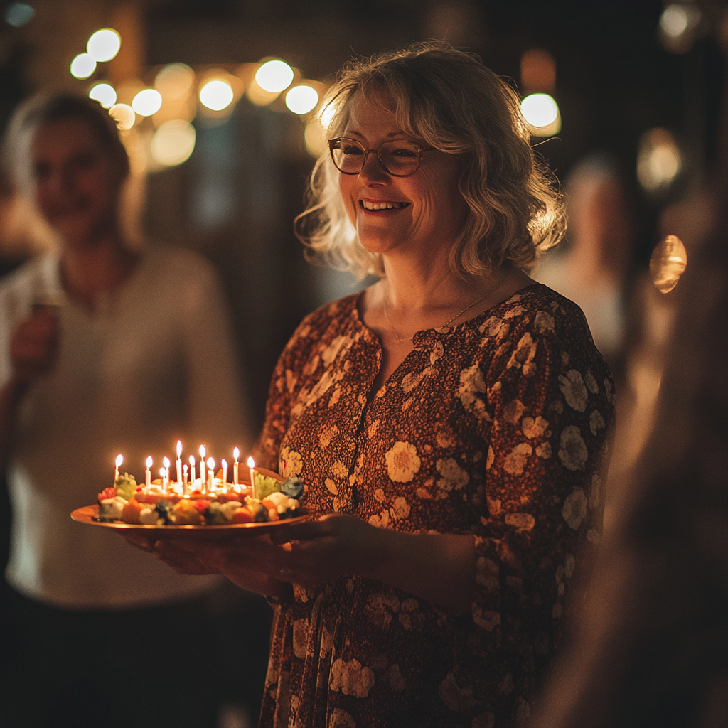 Une femme âgée fêtant son anniversaire | Source : Midjourney