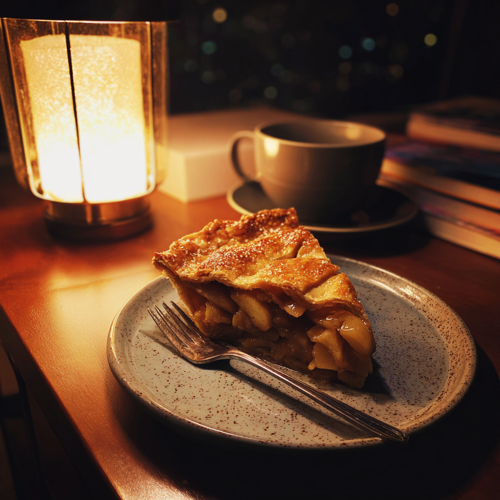 Une part de tarte aux pommes sur une table | Source : Midjourney