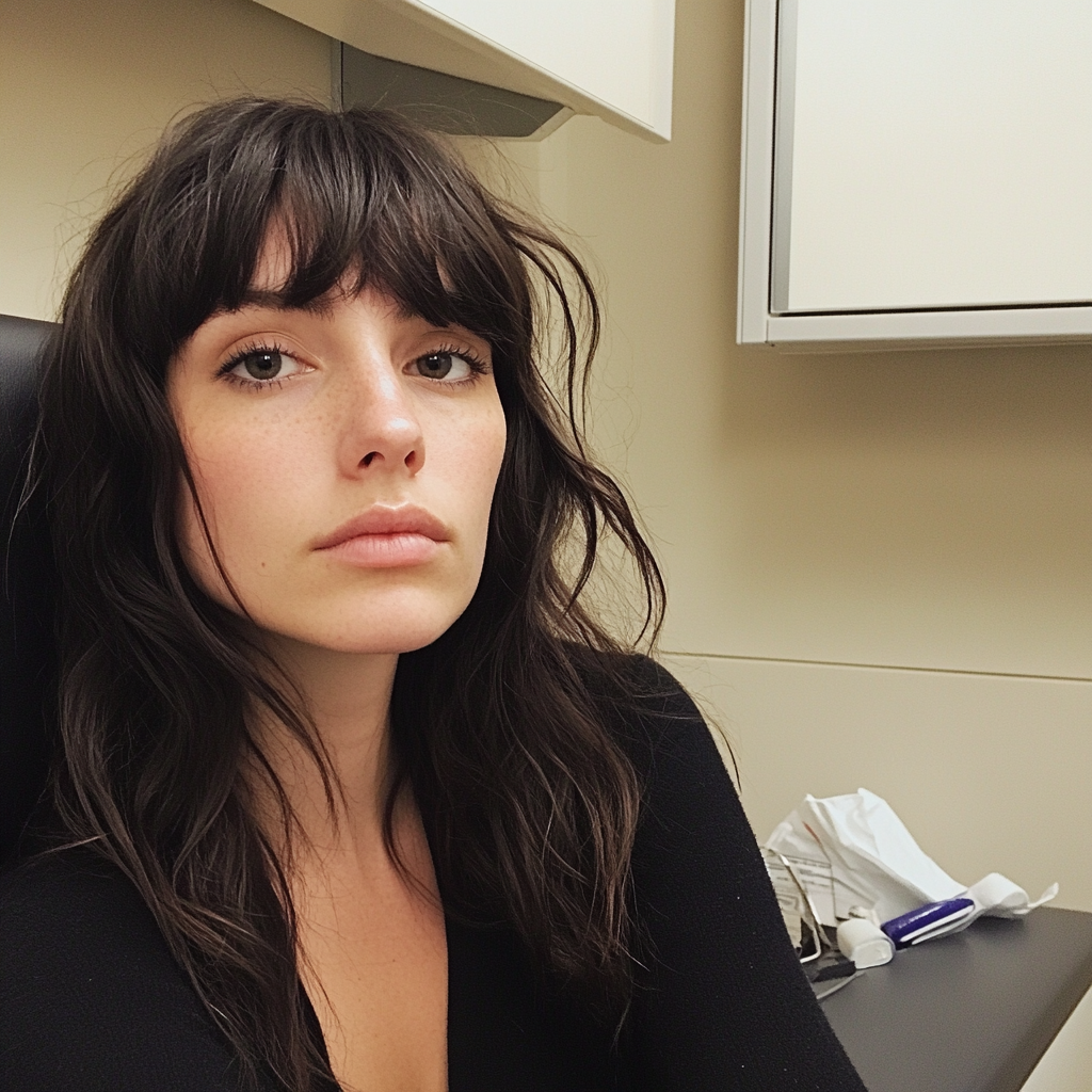 Une femme assise dans la chambre d'un médecin | Source : Midjourney