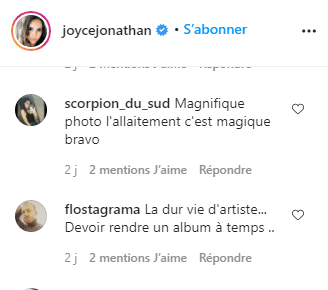 Commentaires des internautes sur la photo de Joyce Jonathan et son bébe : Instagram/ joycejonathan