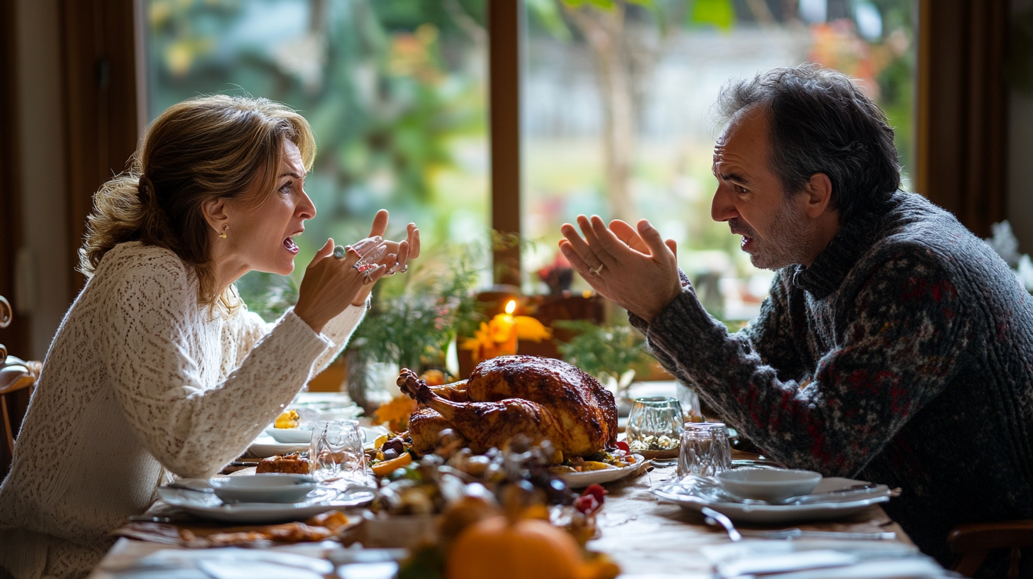 Un couple qui se dispute au cours d'un dîner | Source : Midjourney