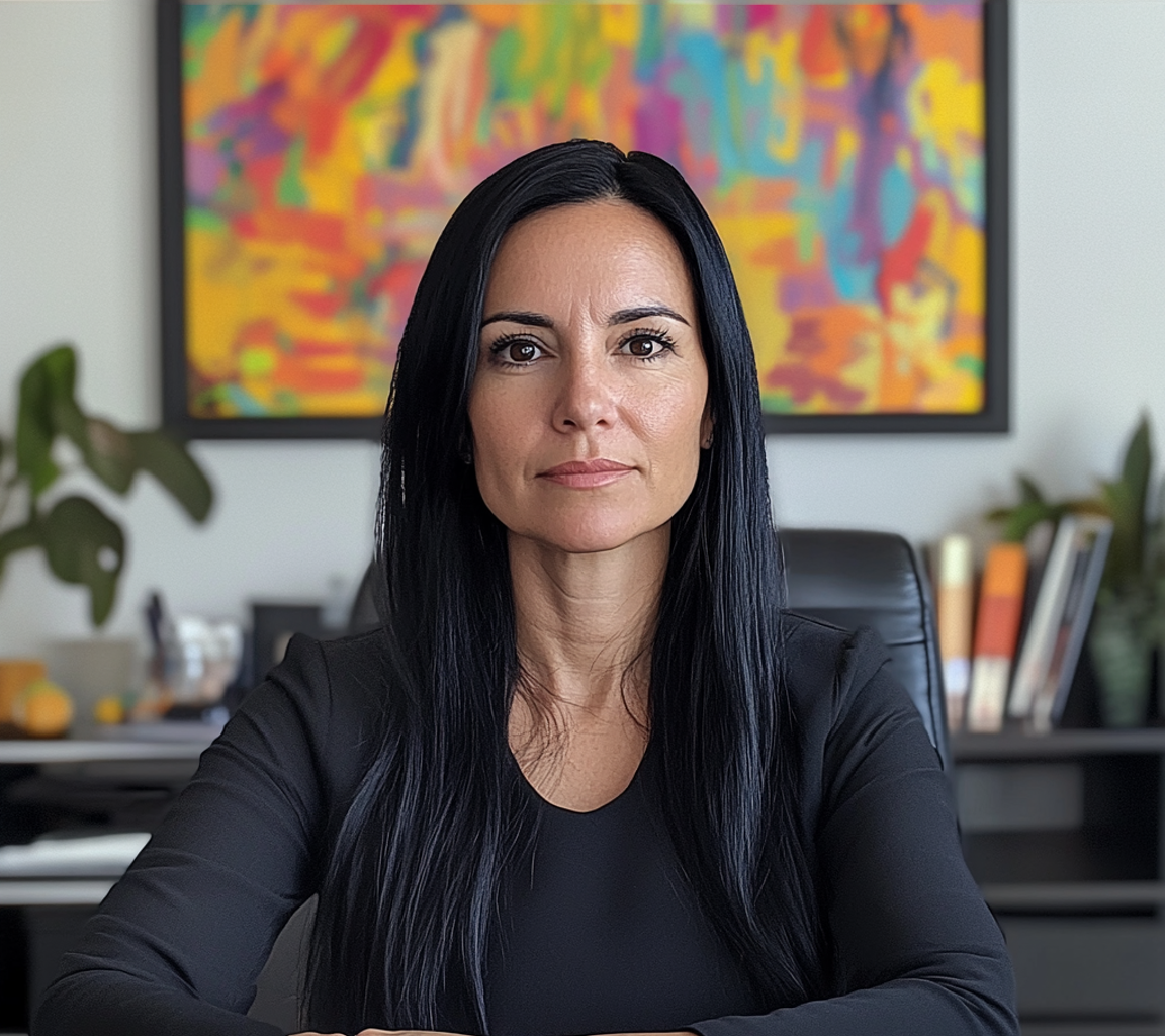 Une femme assise à son bureau | Source : Midjourney