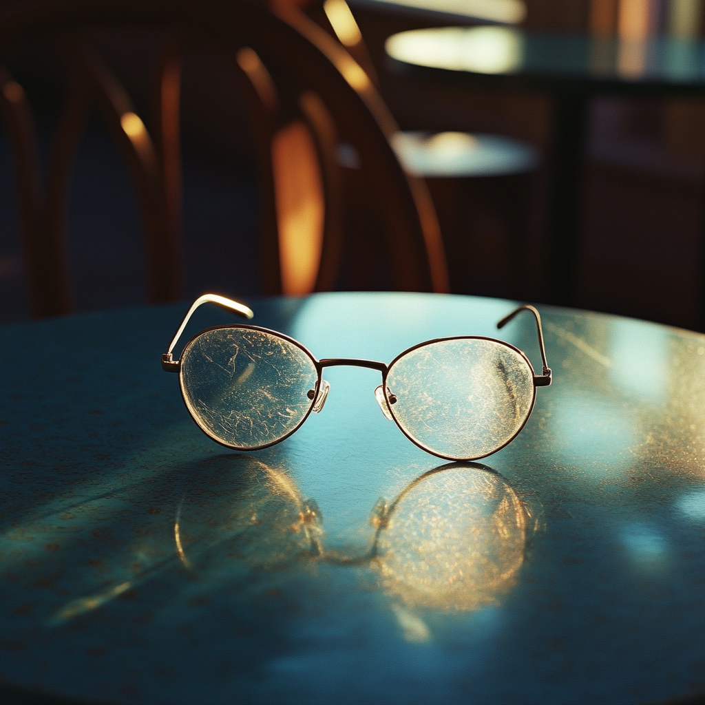 Une paire de lunettes sur une table | Source : Midjourney