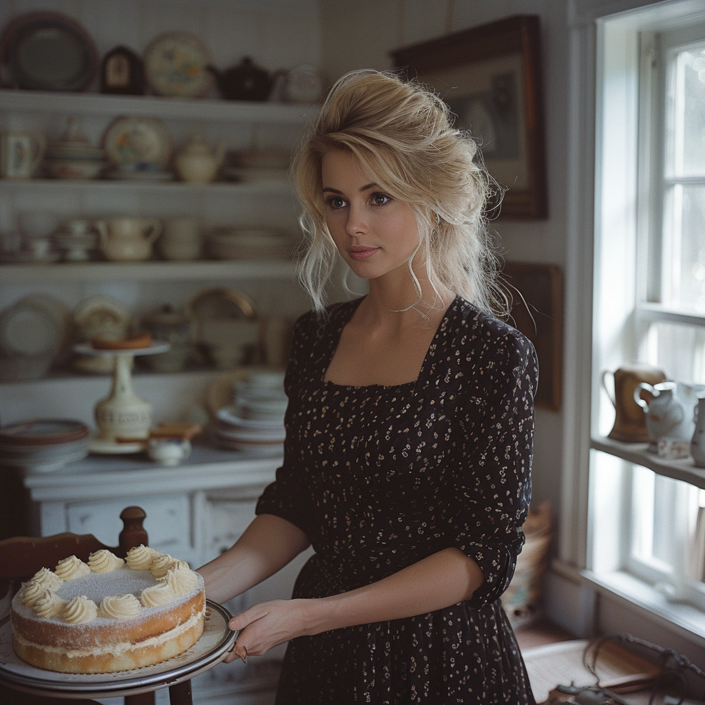 Ella sort le gâteau | Source : Midjourney