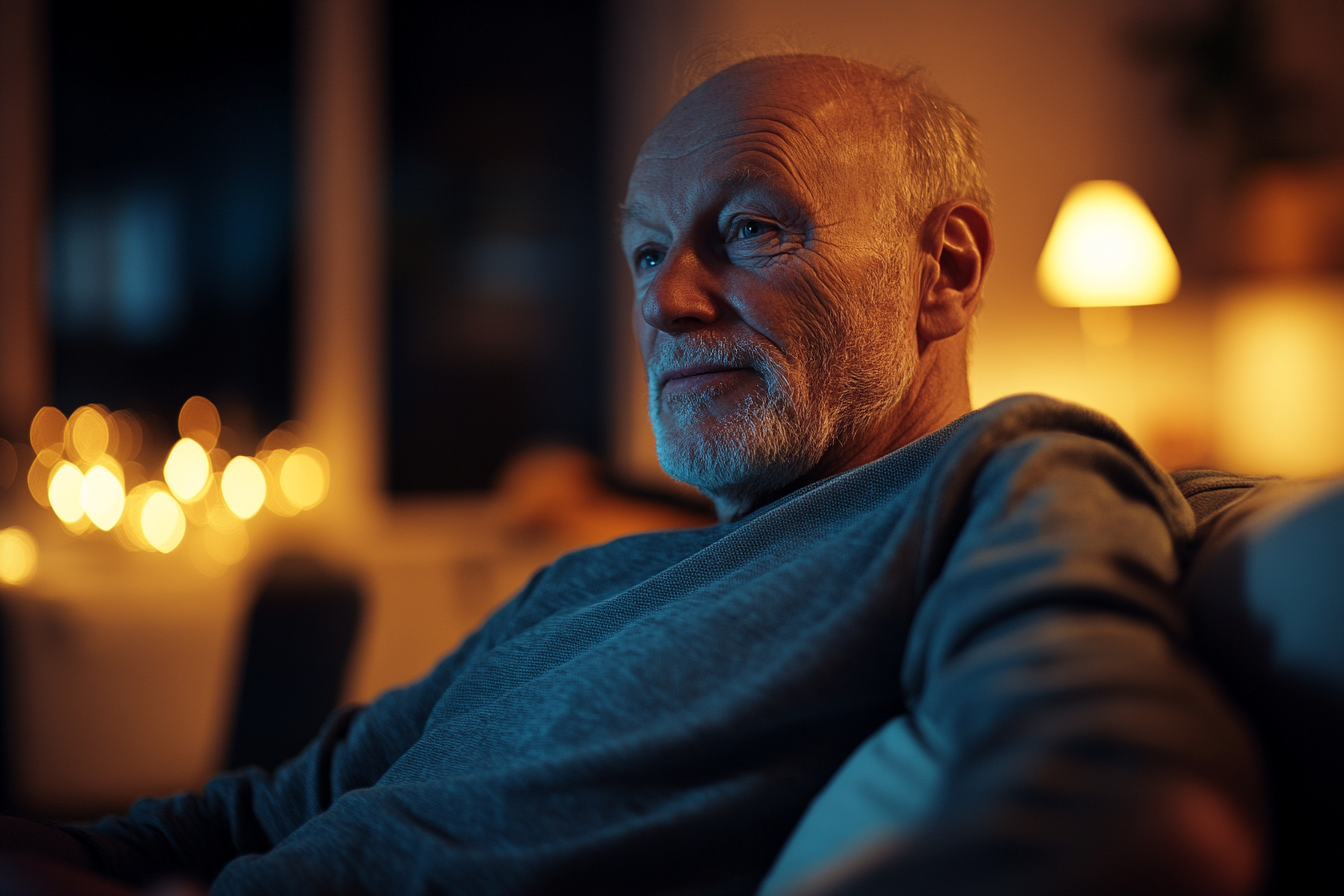 Un homme assis dans sa maison | Source : Midjourney