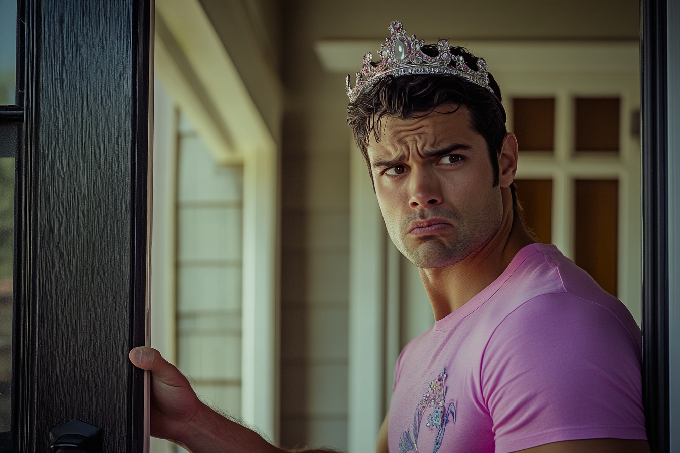Un homme avec une couronne de princesse | Source : Midjourney