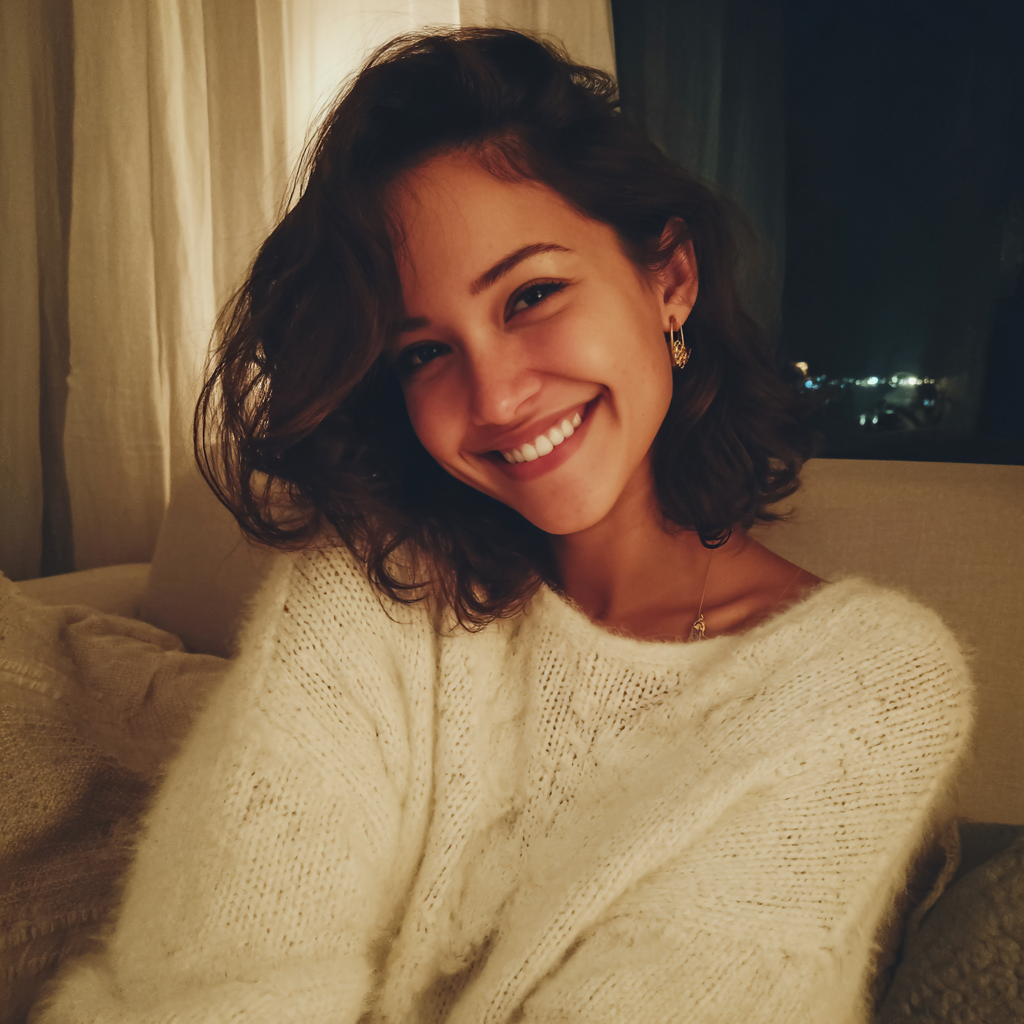 Gros plan sur une femme souriante | Source : Midjourney