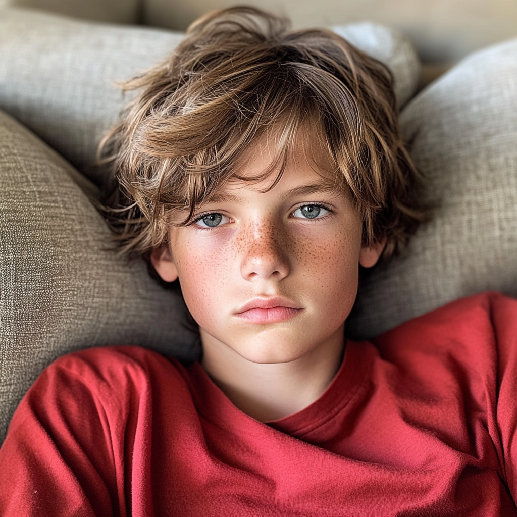 Un adolescent assis sur un canapé | Source : Midjourney