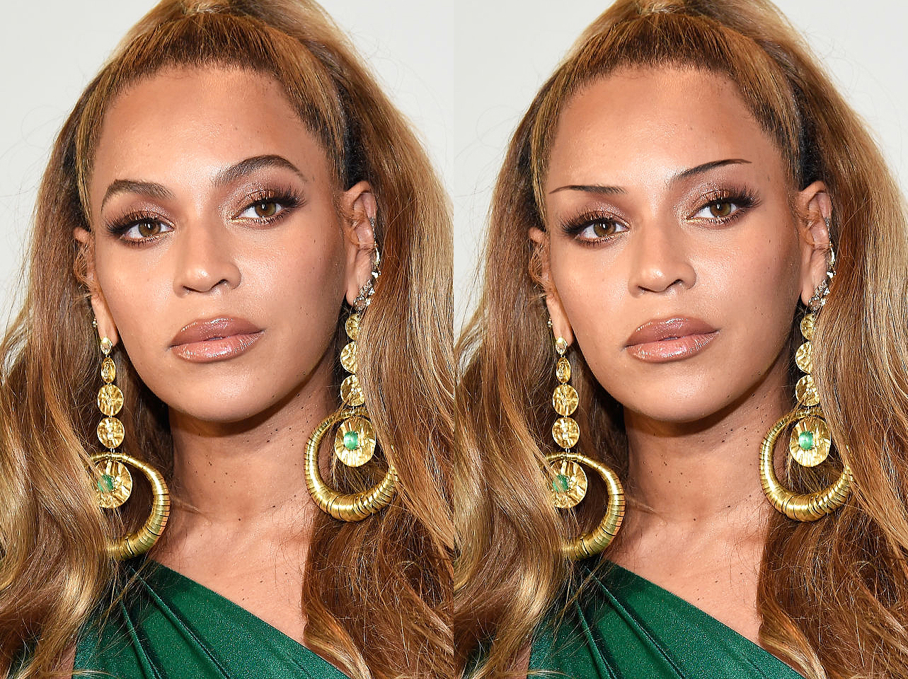 Les sourcils de Beyonce de 2017 vs un look de sourcils fins édité numériquement | Source : Getty Images