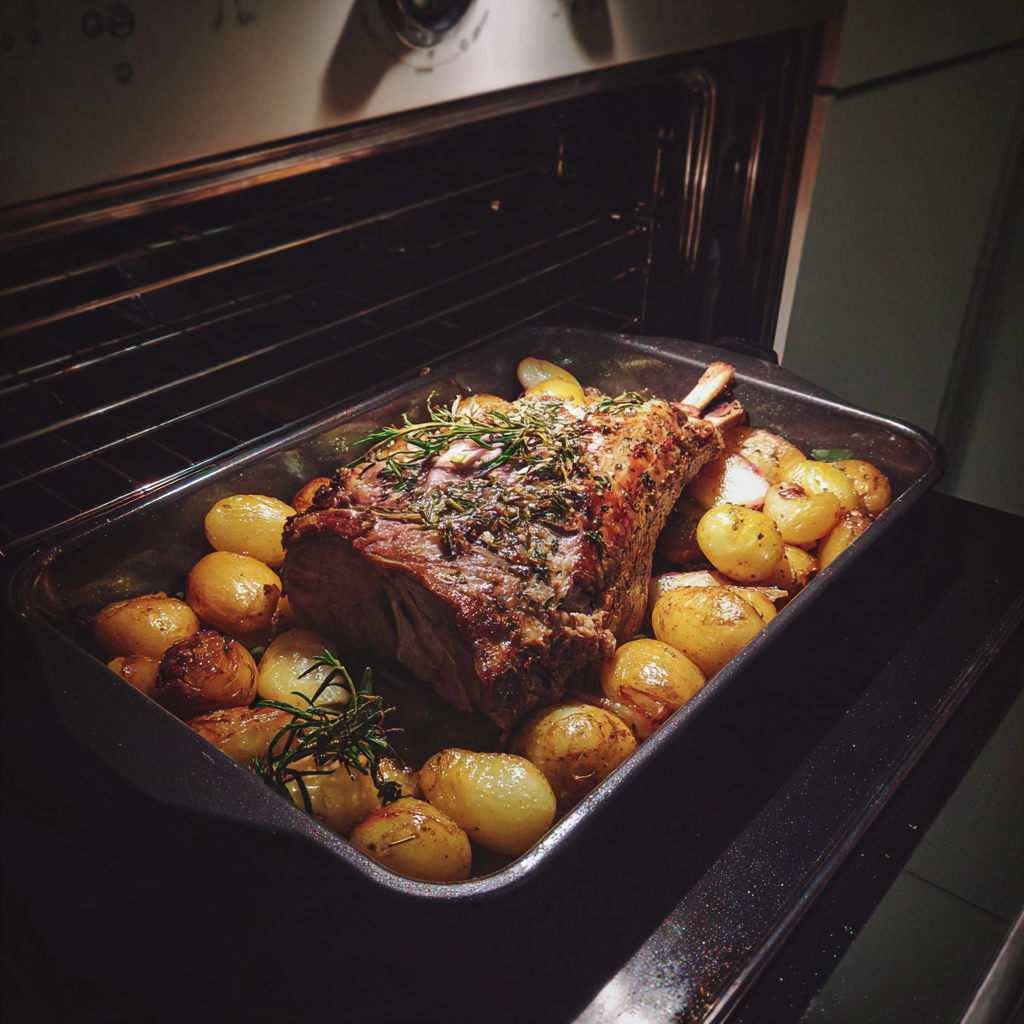 Un plateau d'agneau rôti | Source : Midjourney
