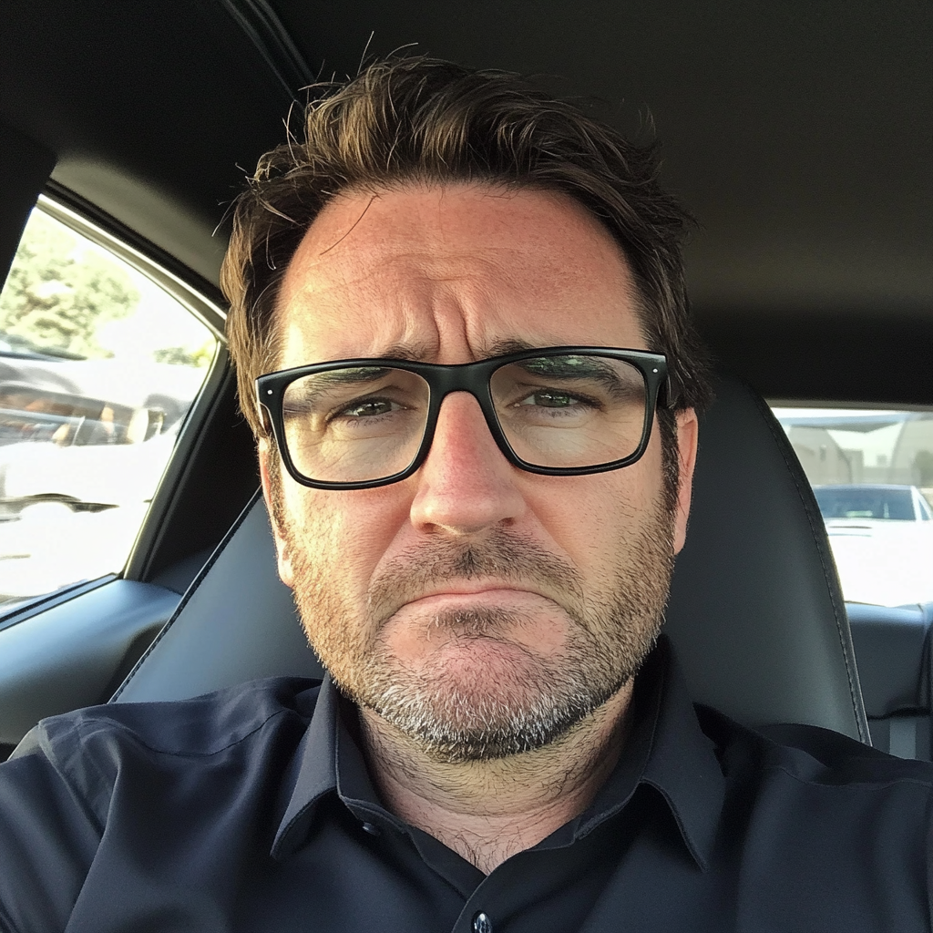 Un homme assis dans une voiture | Source : Midjourney