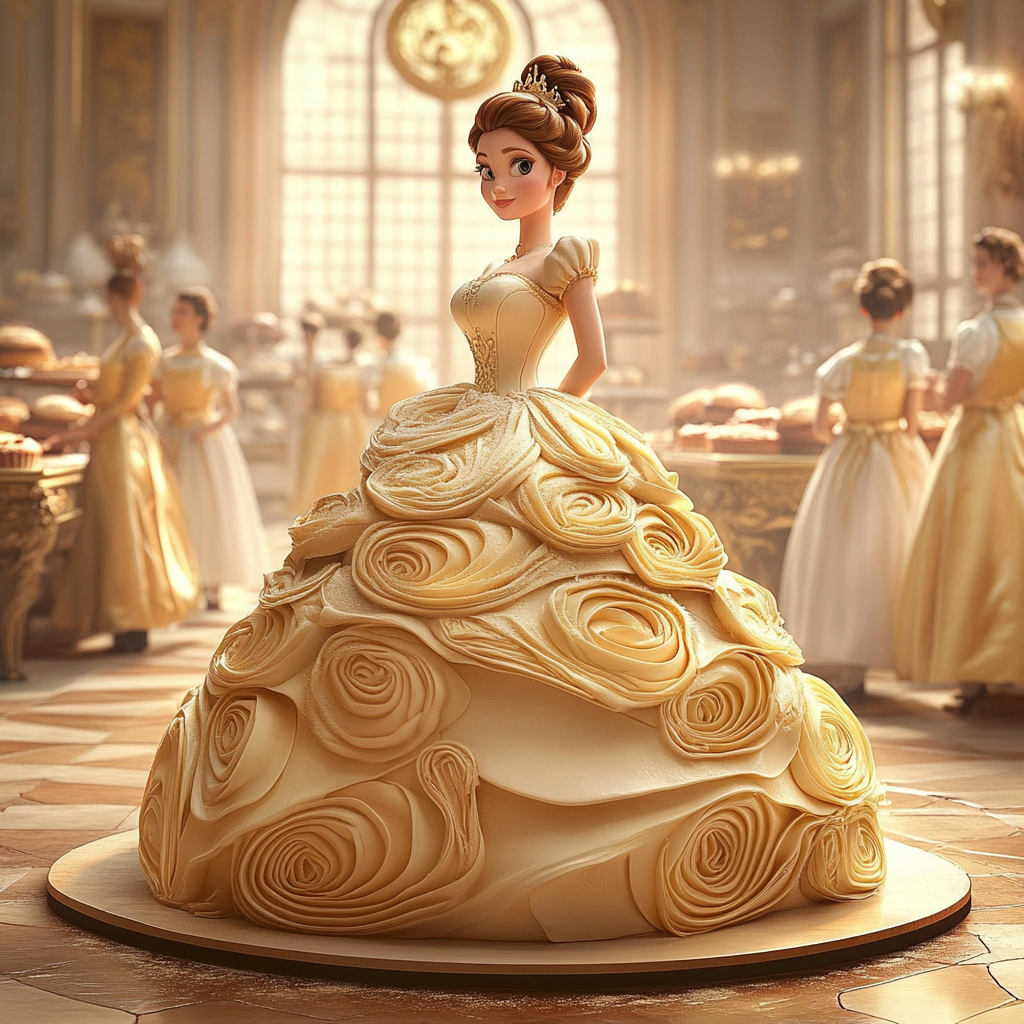 Un gâteau de princesse grandeur nature dans une boulangerie | Source : Midjourney