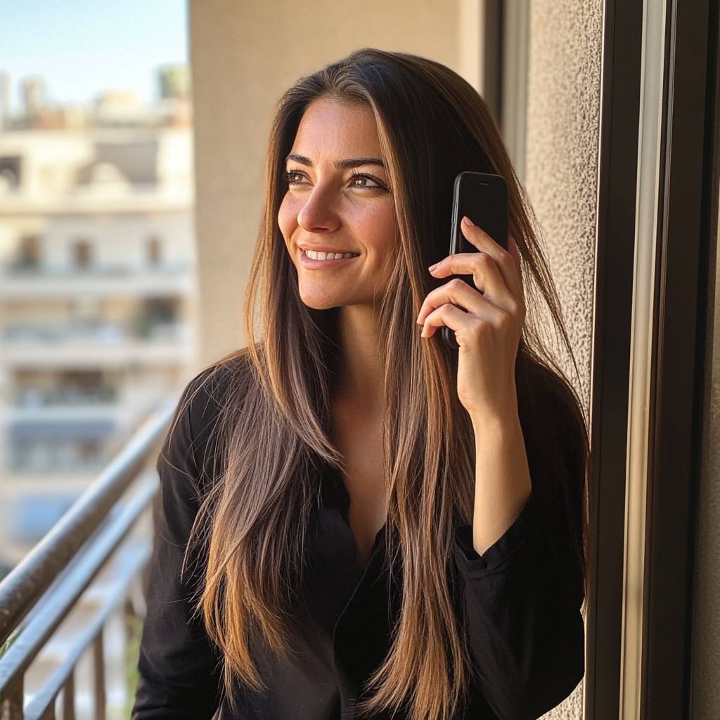 Une femme qui parle au téléphone | Source : Midjourney