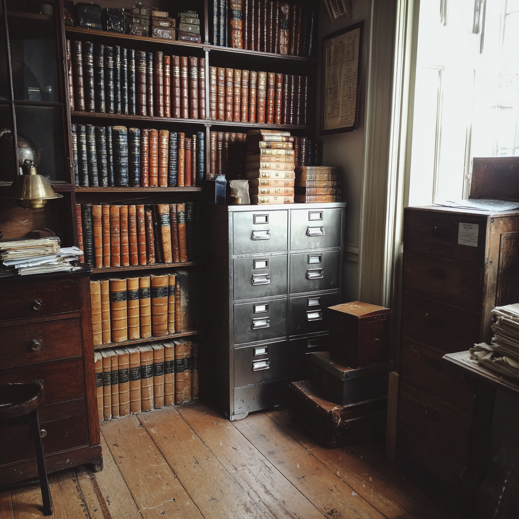 L'intérieur d'une salle d'archives | Source : Midjourney