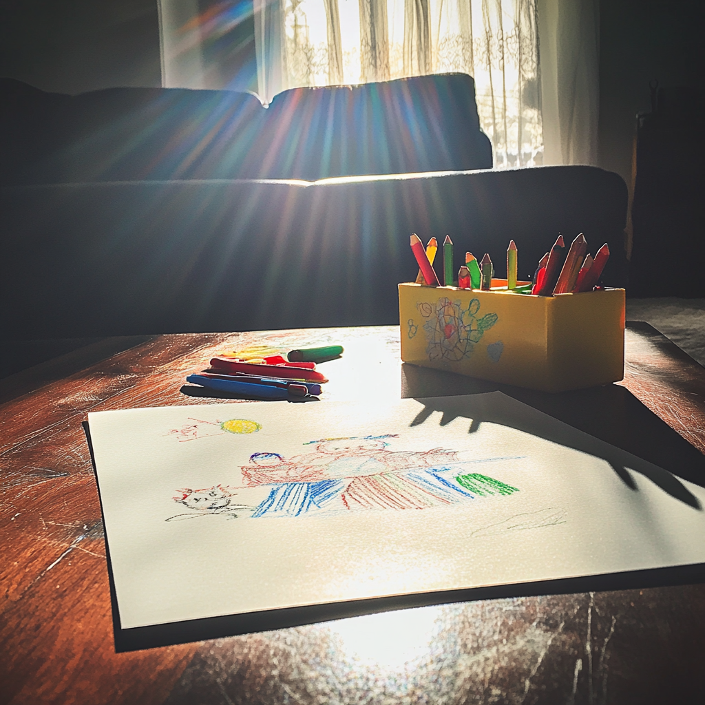 Le dessin d'un enfant sur une table | Source : Midjourney