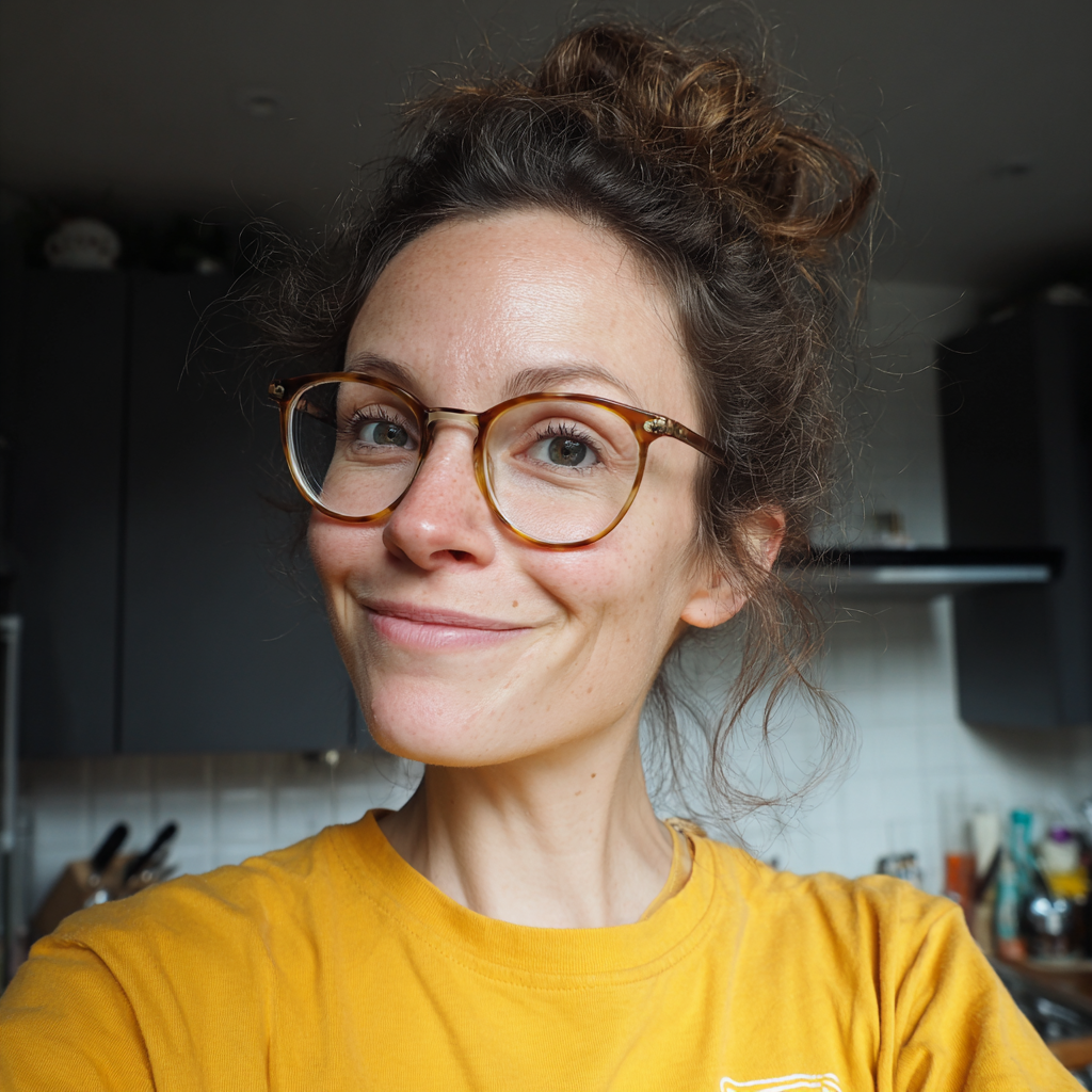Une femme souriante dans une cuisine | Source : Midjourney