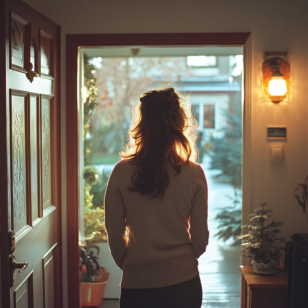 Une femme contrariée qui quitte la maison : Midjourney