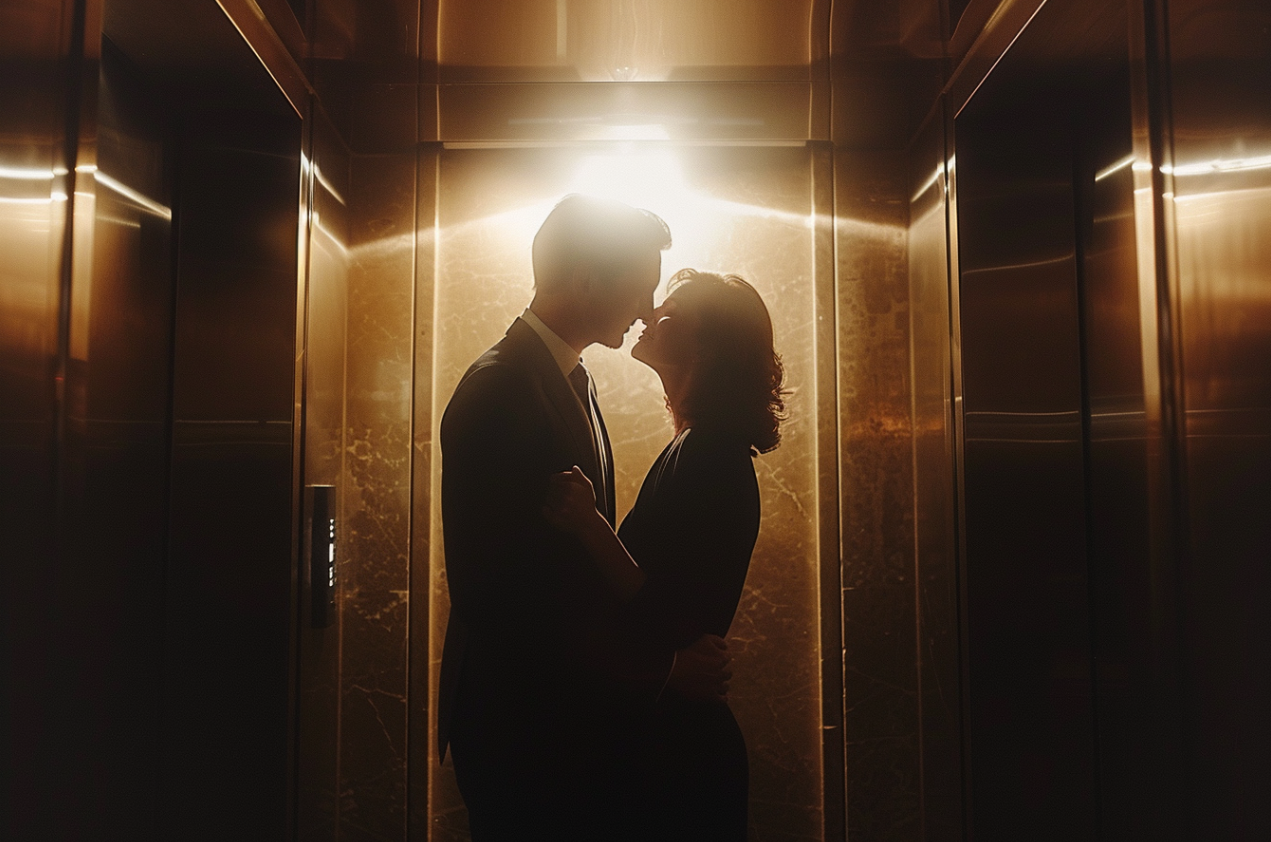Un couple dans un ascenseur | Source : MidJourney