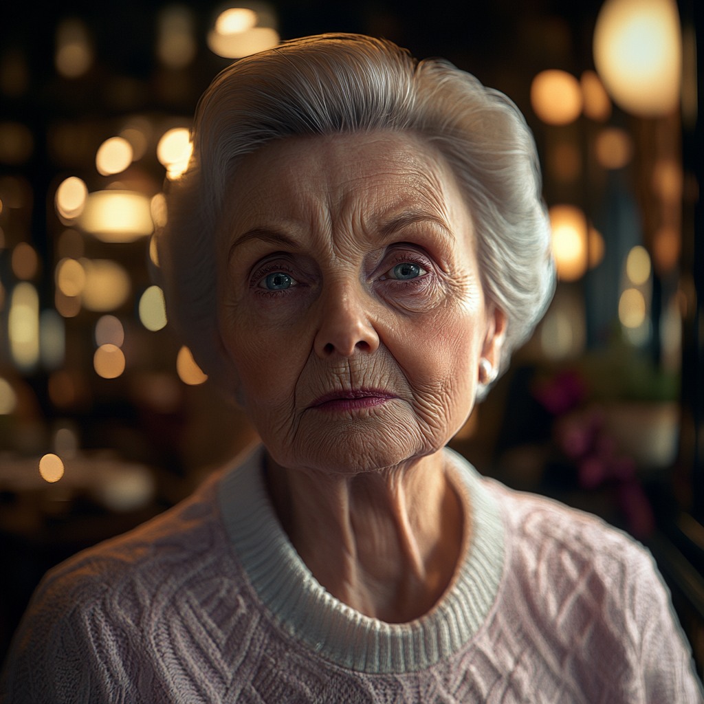 Une femme âgée debout dans un restaurant | Source : Midjourney