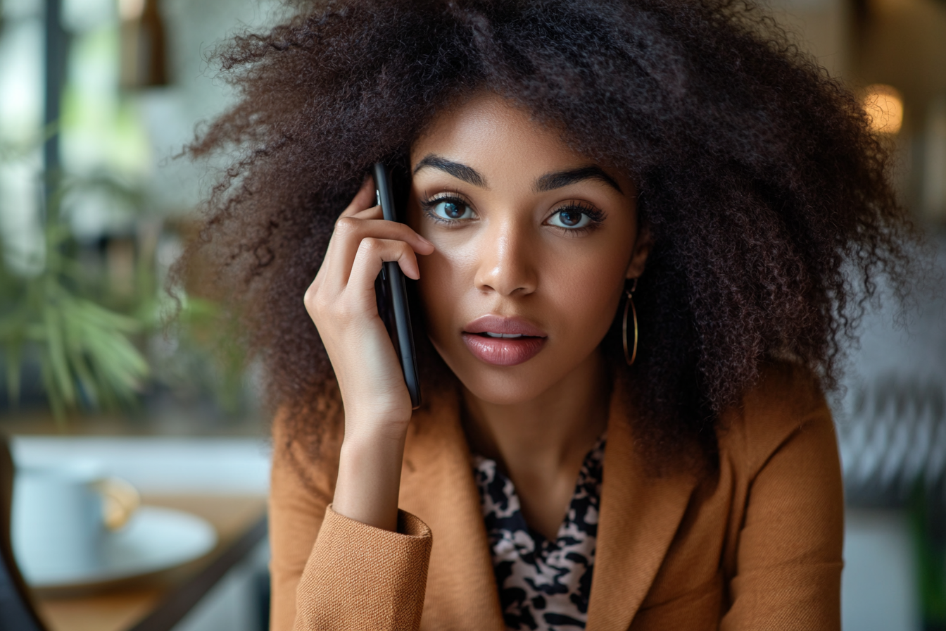 Une femme qui parle sur son téléphone portable | Source : Midjourney