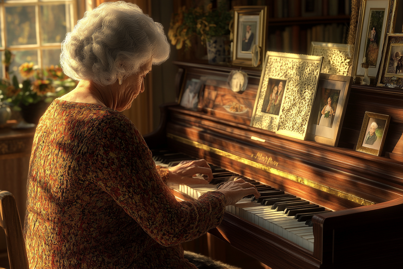 Une femme âgée jouant du piano | Source : Midjourney