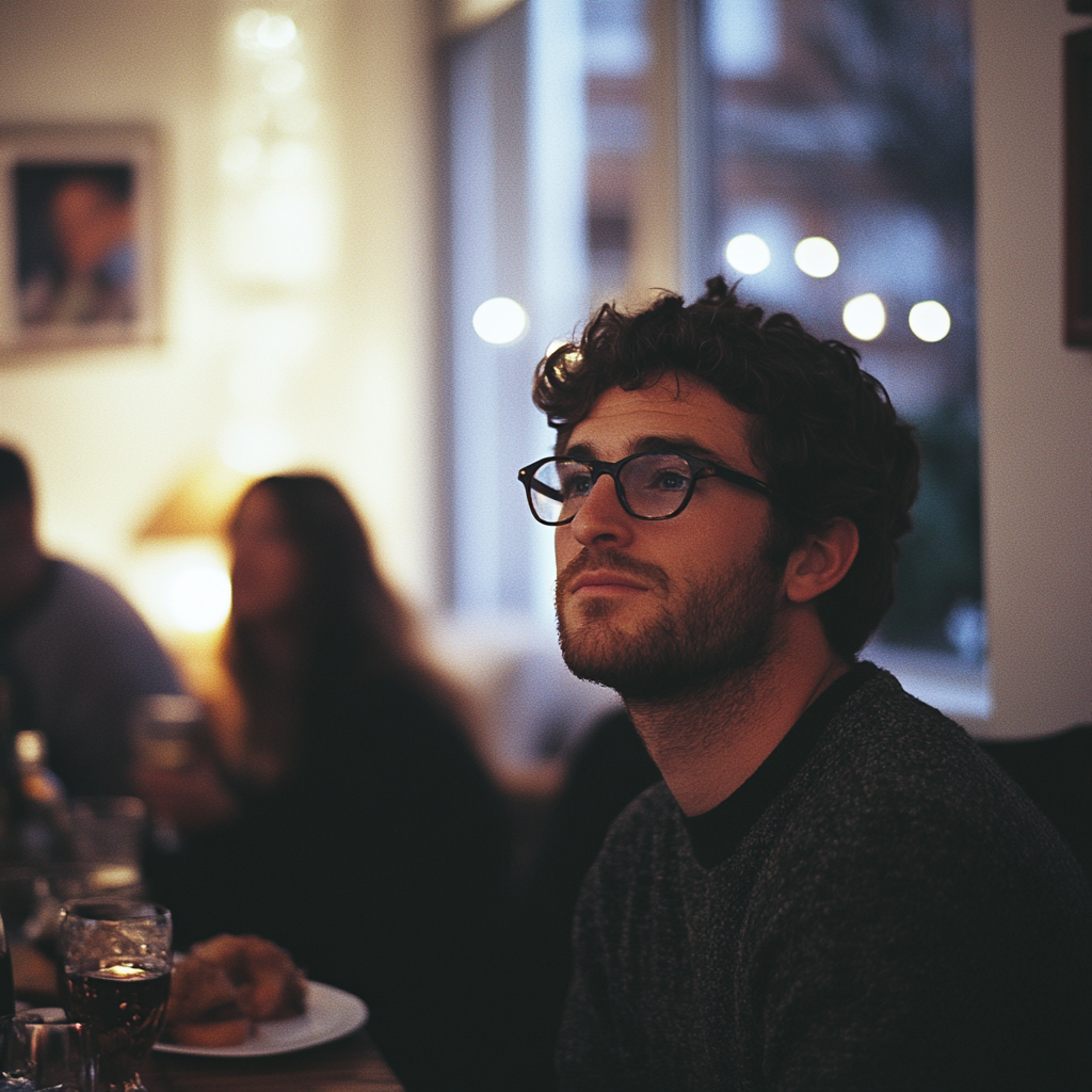 Un homme anxieux lors d'une fête | Source : Midjourney