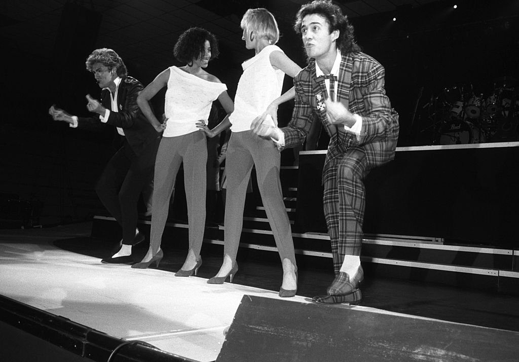 George Michael, Andrew Ridgeley, Pepsi DeMacque et Shirlie Holliman le 6 décembre 1984 à Newcastle. l Source : Getty Images