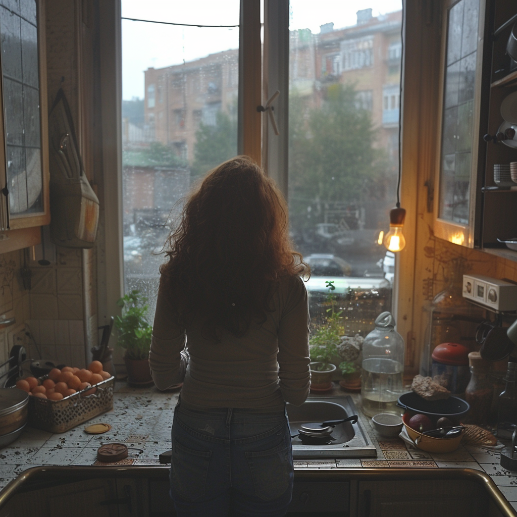 Une femme étrange dans la cuisine | Source : Midjourney