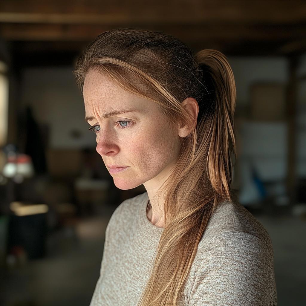 Une femme debout dans un garage | Source : Midjourney