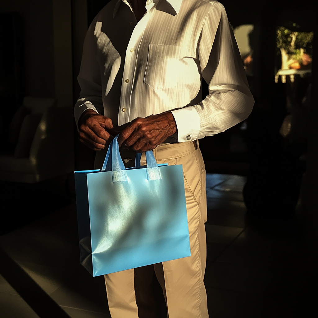 Un homme tenant un sac de cadeaux | Source : Midjourney