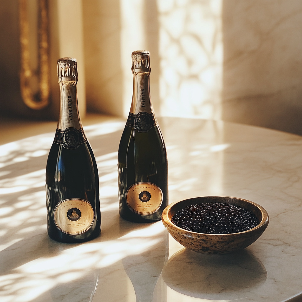 Champagne et caviar sur une table | Source : Midjourney