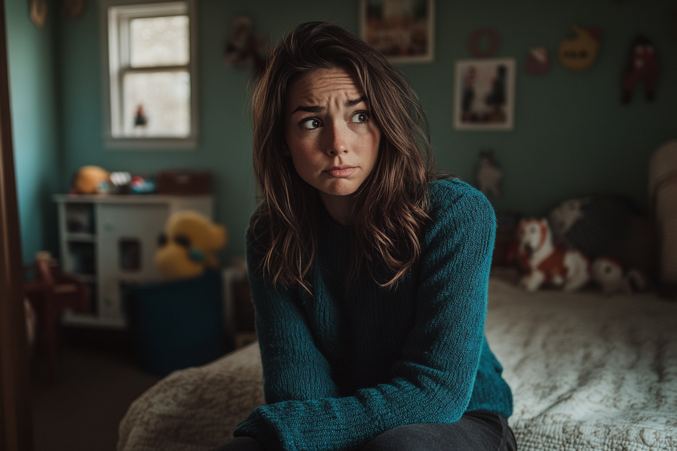 Une femme à l'air inquiet dans la chambre d'un enfant | Source : Midjourney