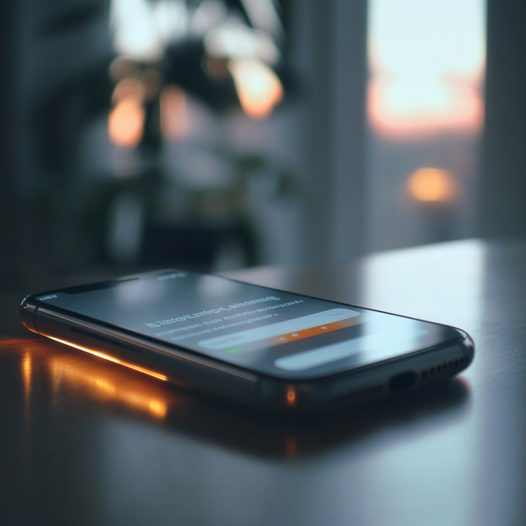 Un téléphone posé sur une table | Source : Midjourney